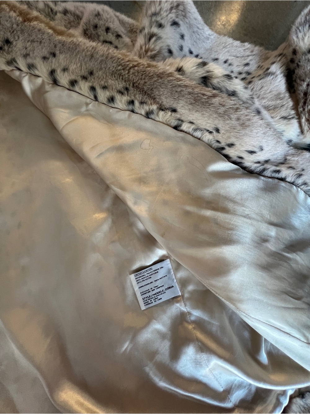 Faux Fur Spot-Print Coat - Cream - Picture 10 of 13